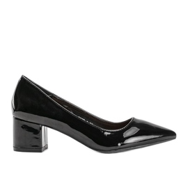 Czarne czółenka lakierowane na klocku Eden