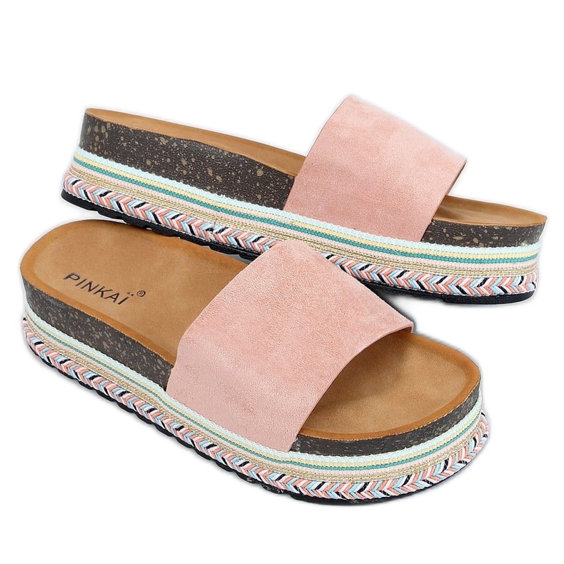 Klapki korkowe różowe LS015 Pink