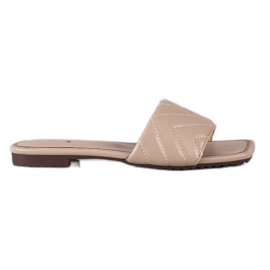 S. BARSKI Pikowane Klapki S.BARSKI beżowy