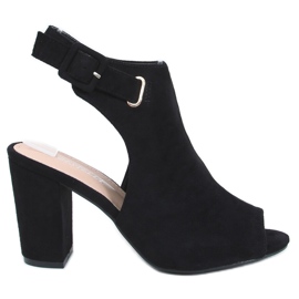 Sandałki na obcasie czarne 100-1001 SA-2 Black