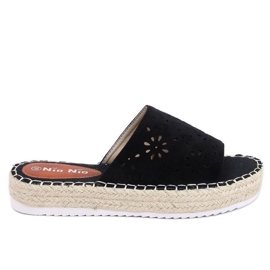 Klapki ażurowe espadryle czarne 99-62A Black