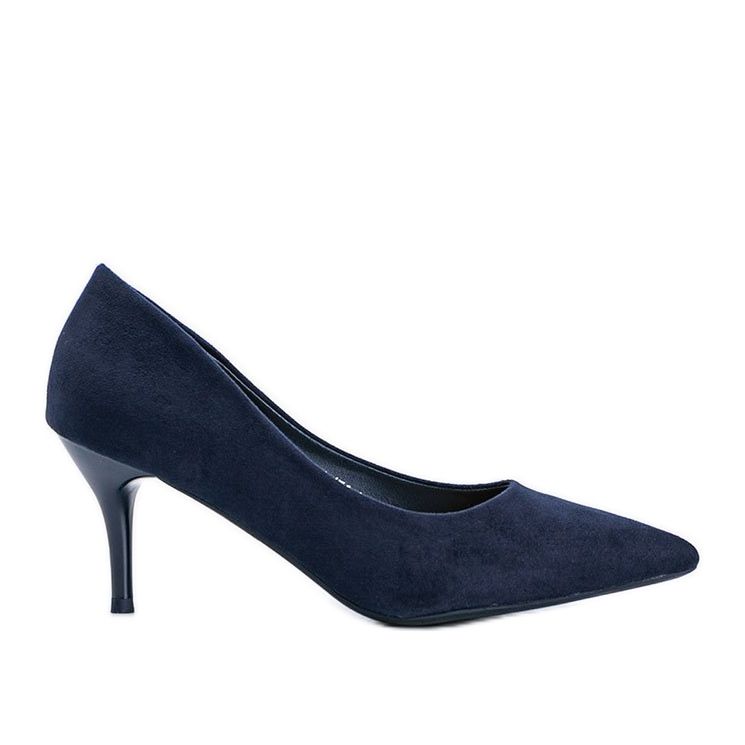 Granatowe czółenka na szpilce z eko-zamszu Anissa