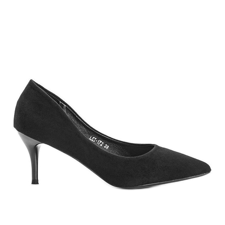 Czarne czółenka na szpilce z eko-zamszu Anissa