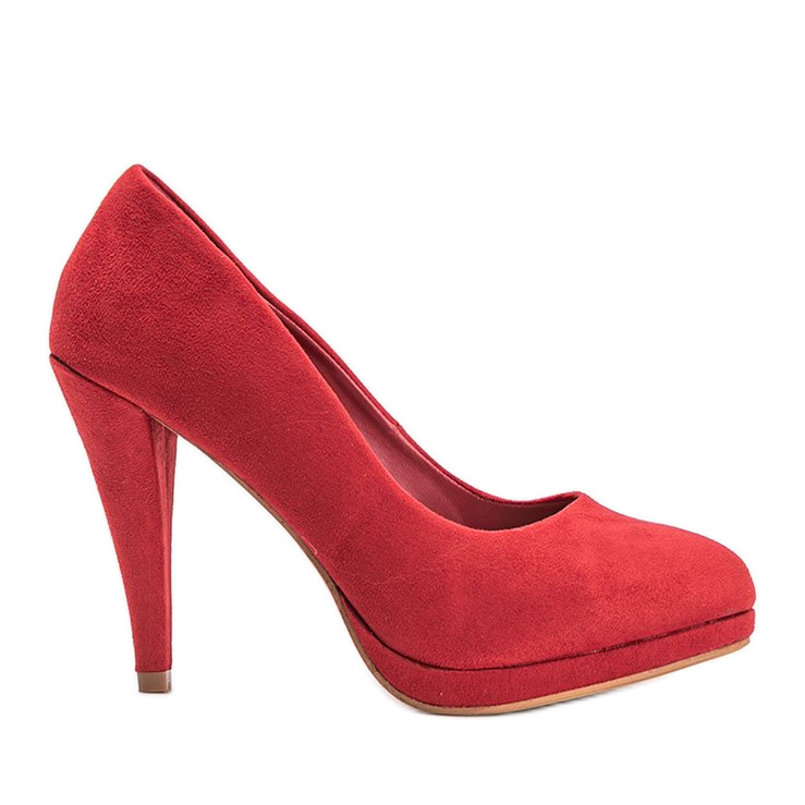 Czerwone czółenka z eko-zamszu na platformie Chana