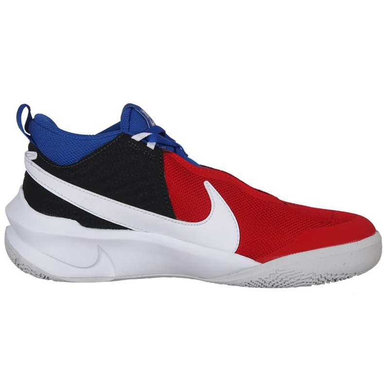 Buty do koszykówki Nike Team Hustle D 10 Big Basketball Shoe Jr CW6735 005 czerwony, biały, czerwony, granatowy czerwone