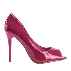 Różowe czółenka lakierowane na szpilce Luke