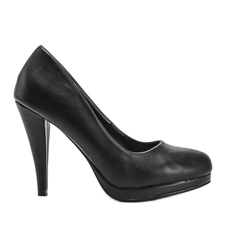 Czarne czółenka z eko-skóry na platformie Liana