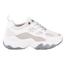 SHELOVET Sznurowane Sneakersy Fashion białe szare