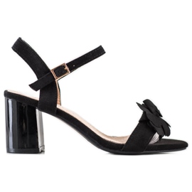 S. BARSKI Sandały Z Kwiatkiem S.BARSKI czarne