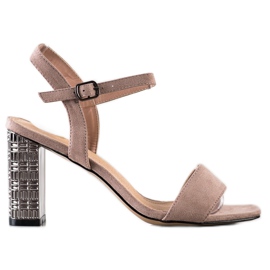 S. BARSKI Kalsyczne Sandały Z Ozdobnym Obcasem beżowy