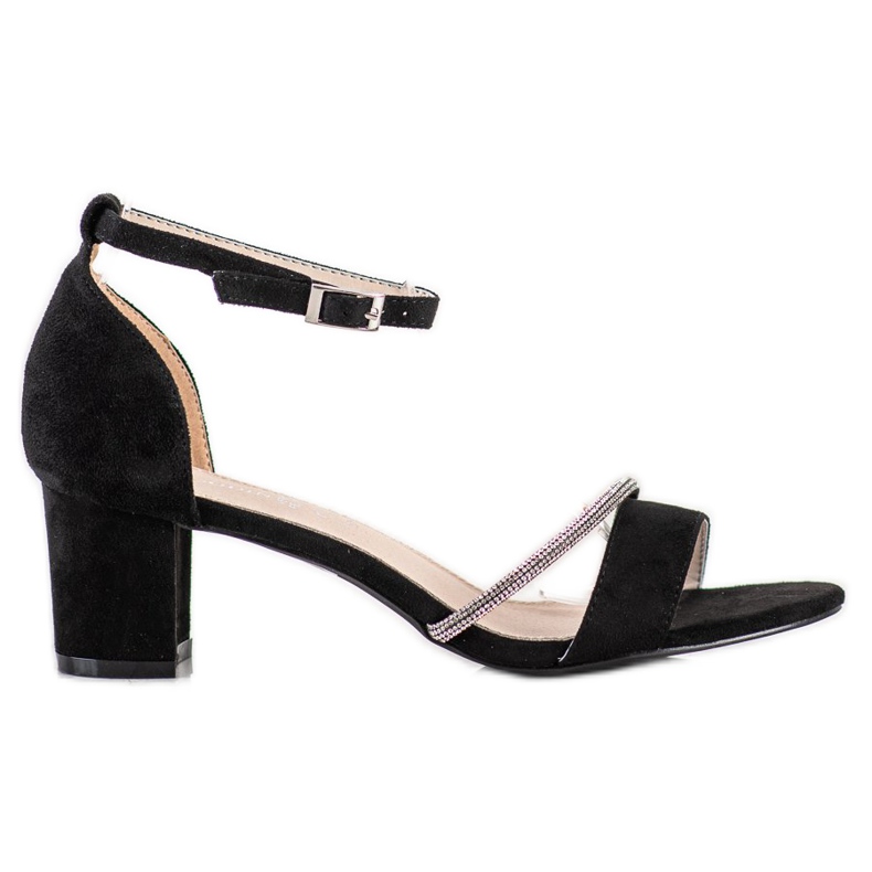 Goodin Eleganckie Sandały Z Cyrkoniami czarne srebrny