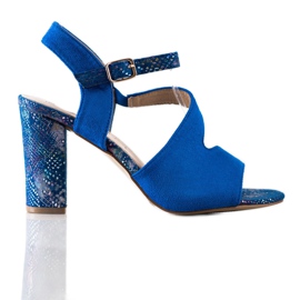 S. BARSKI Sandały Z Ozdobnym Obcasem S.BARSKI niebieskie