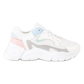 SHELOVET Stylowe Sneakersy Na Platformie białe niebieskie różowe szare