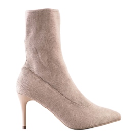 Sabatina Wiosenne Botki Na Szpilce beżowy