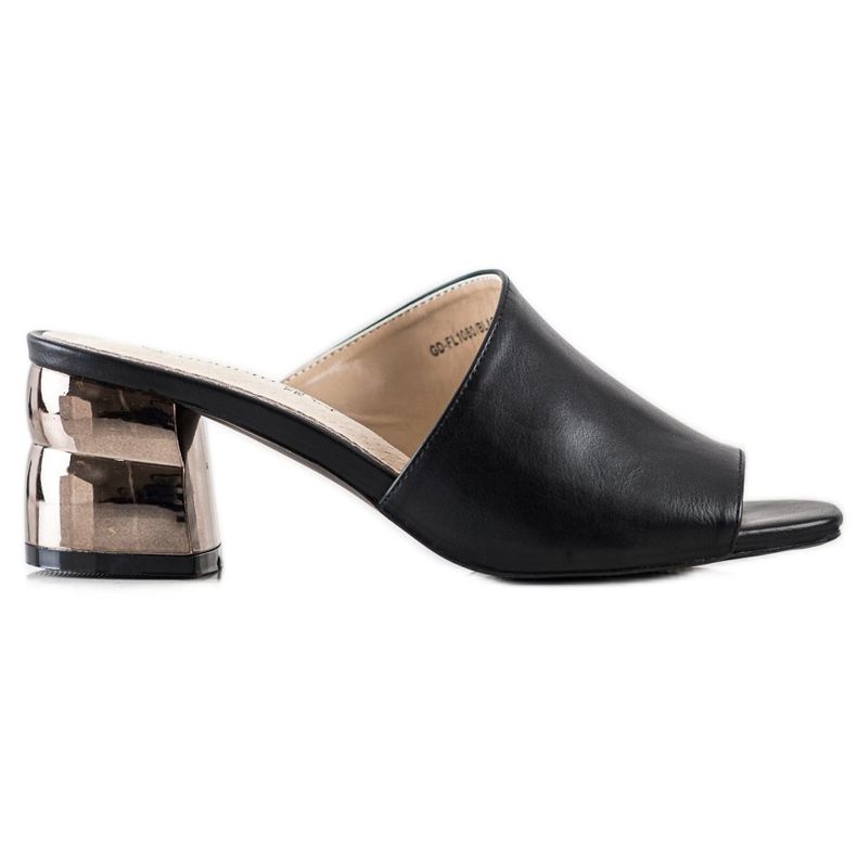 Goodin Klapki Z Ozdobnym Obcasem czarne