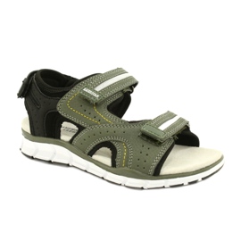 American Club Sandałki sportowe chłopięce wkładka skórzana ES33/21 khaki zielone