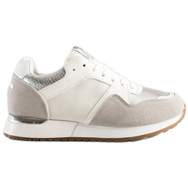 SHELOVET Stylowe BIAŁO-SZARE Sneakersy białe