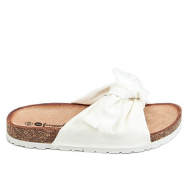 Klapki na korku bawełniane białe WS11 White