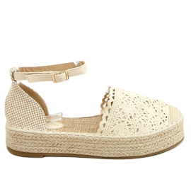 Espadryle koronkowe beżowe 888-85 Beige beżowy