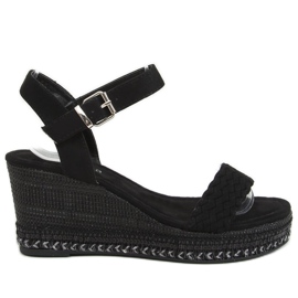 Sandałki na koturnie czarne LL-31 Black