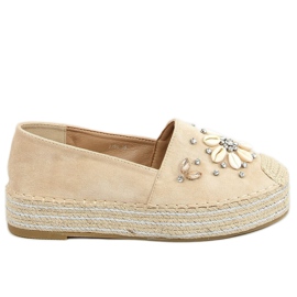 Espadryle damskie z muszelkami beżowe 2798 Beige beżowy