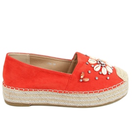 Espadryle damskie z muszelkami pomarańczowe 2798 Orange