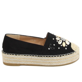 Espadryle damskie z muszelkami czarne 2798 Black