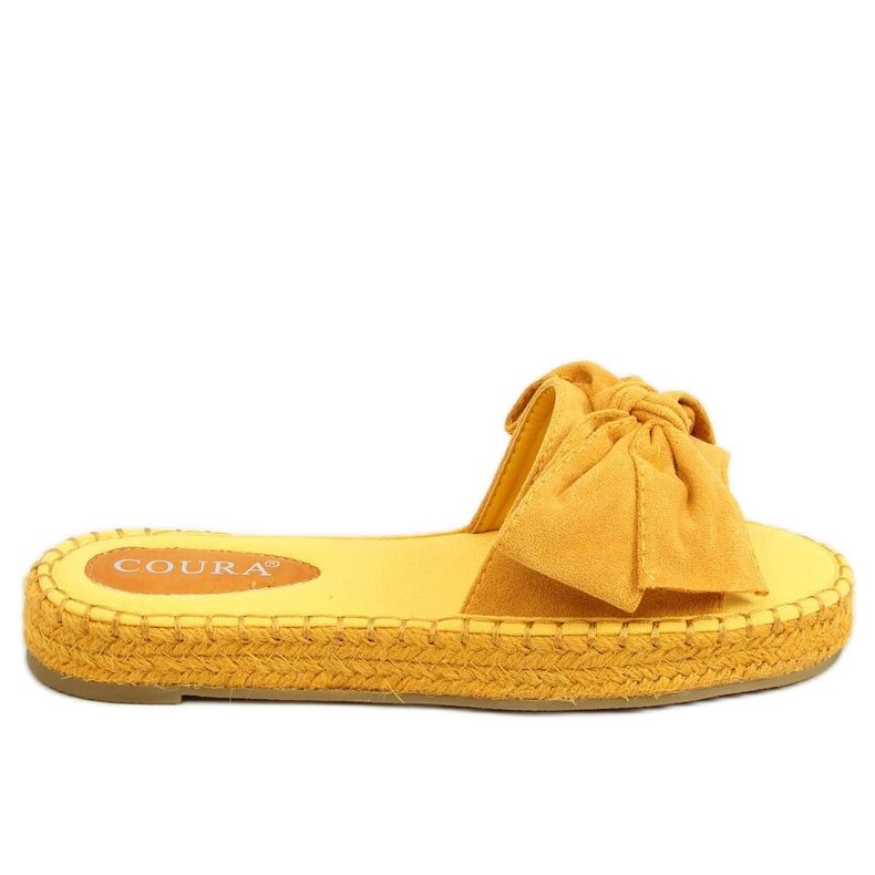 Klapki espadryle z kokardą miodowe 266 Yellow żółte