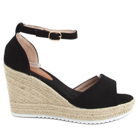 Sandałki espadryle na koturnie czarne 888-89 Black