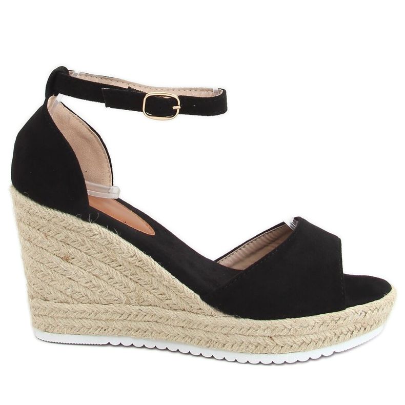 Sandałki espadryle na koturnie czarne 888-89 Black