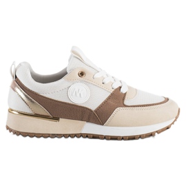 SHELOVET Modne BIAŁO-BEŻOWE Sneakersy beżowy białe