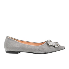 Szare baleriny zdobione kamieniami Shiny