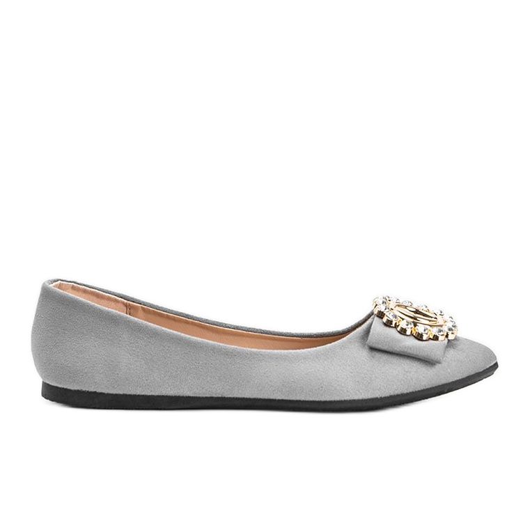 Szare baleriny zdobione kamieniami Ciara