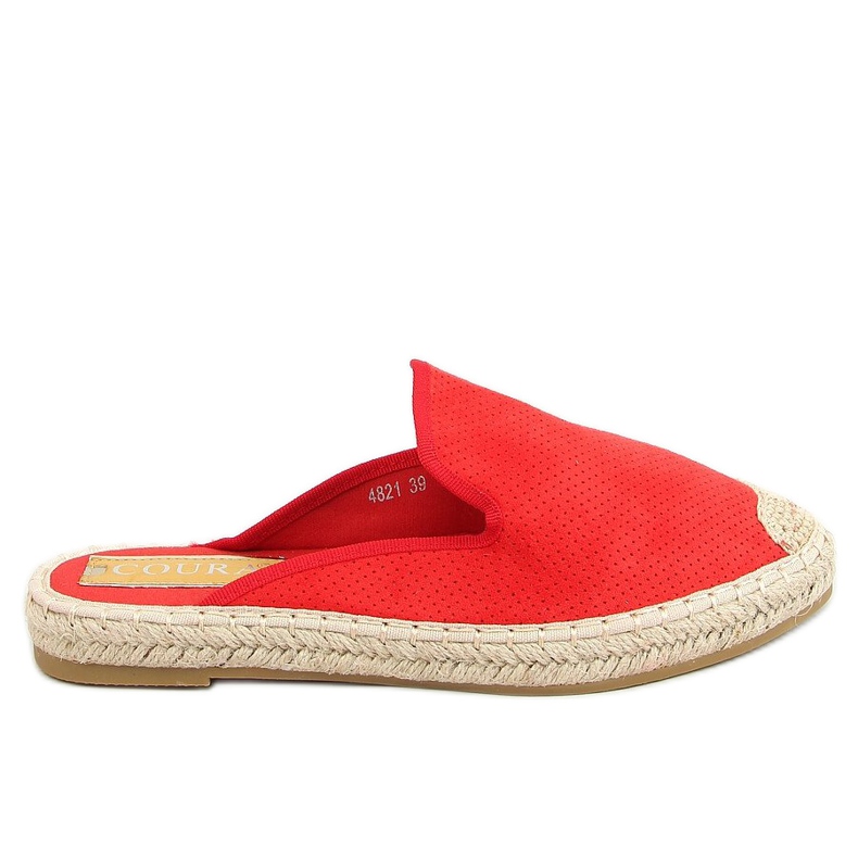 Klapki damskie espadryle czerwone 4821 Red