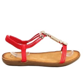 Sandałki damskie czerwone H075 Rojo