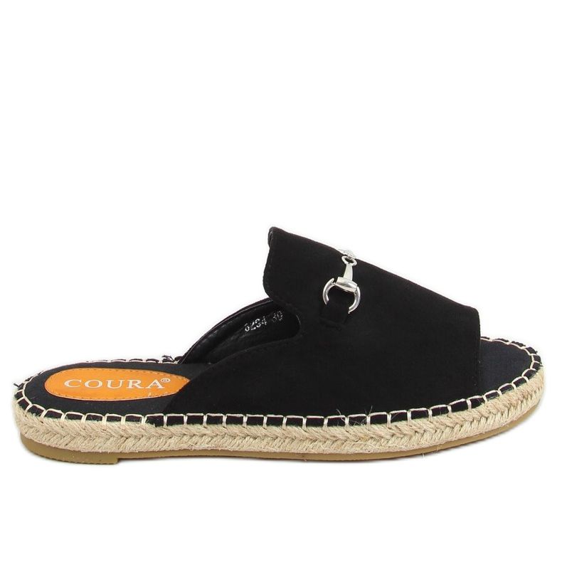 Klapki espadryle z klamerką czarne 8294 Black