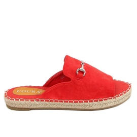 Klapki espadryle z klamerką czerwone 8294 Red