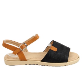 Sandałki damskie czarne PT-2R26 Black brązowe