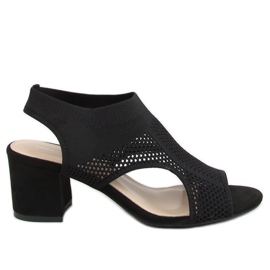 Sandałki na obcasie skarpetkowe czarne 8044 Black