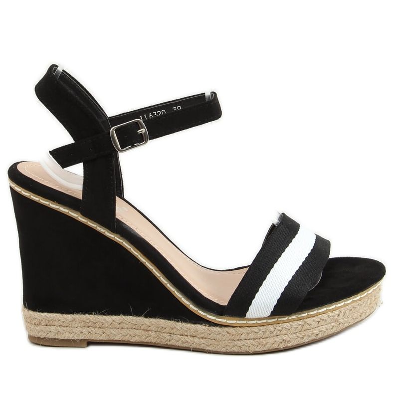 Sandałki na koturnie czarne LL6320 Black