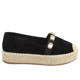 Espadryle z kamieniami czarne 100-131-SC-1 Black