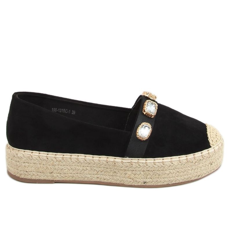 Espadryle z kamieniami czarne 100-131-SC-1 Black
