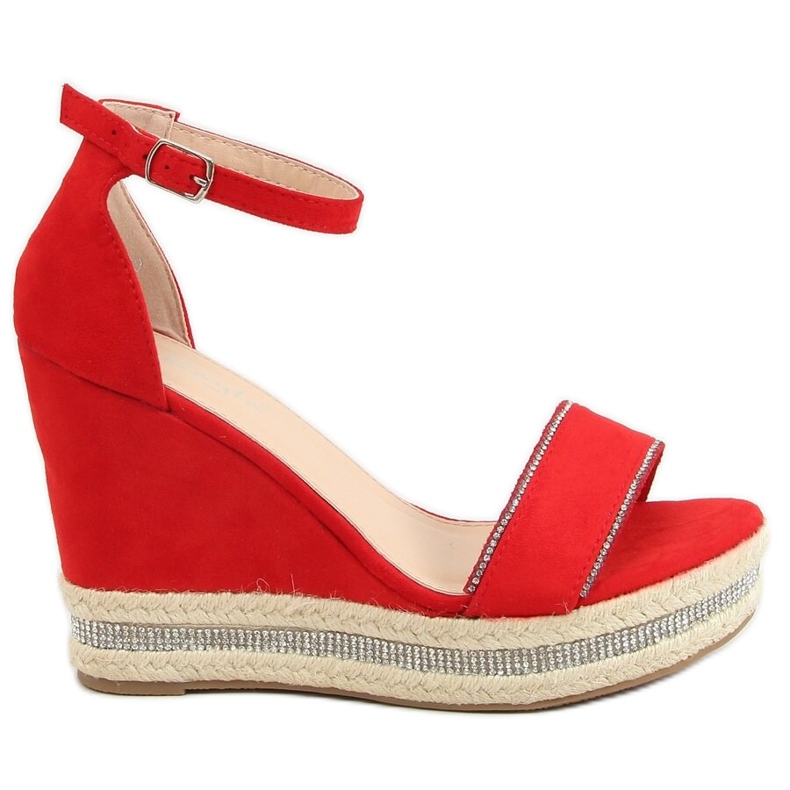 Sandałki na koturnie czerwone LL6351 Red