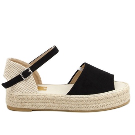 Espadryle open toe czarne A663-ESP-1 Black beżowy