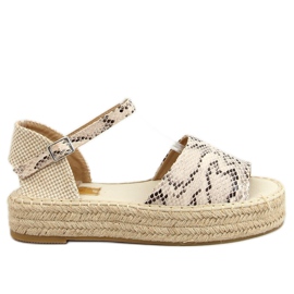Espadryle open toe wężowe A663-ESP-1 Snake beżowy