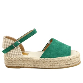Espadryle open toe zielone A663-ESP-1 Green beżowy