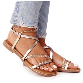 Sandały Z Warkoczem S.Barski 152-1 Złote złoty