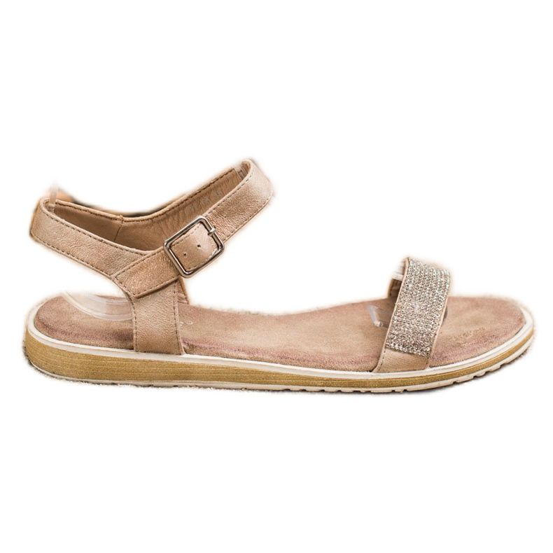 S. BARSKI Sandały Z Cyrkoniami S.BARSKI brązowe