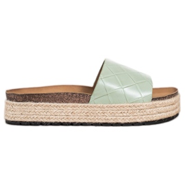 SHELOVET Klapki Na Platformie zielone