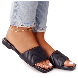 Skórzane Klapki Z Pikowaniem S.Barski 331-42 Czarne